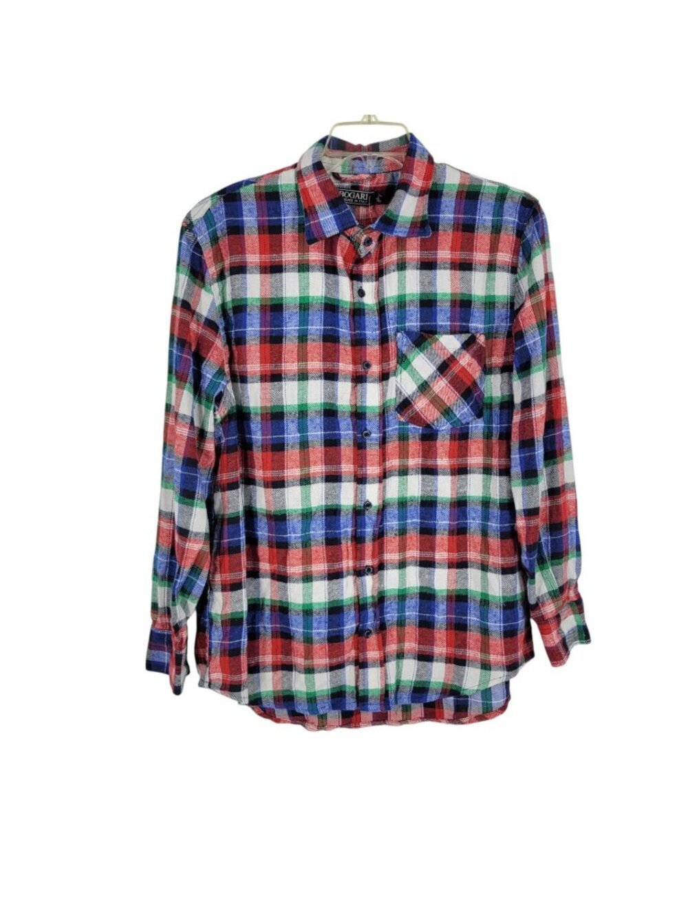 Bogari Mens Large Plaid Flannel Shirt Cotton Blend Red Green Christmas NWT